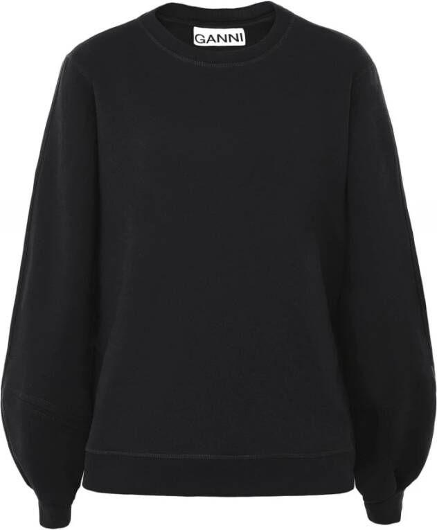 Ganni Software Isoli Puff Sleeve Sweatshirt Zwart Dames