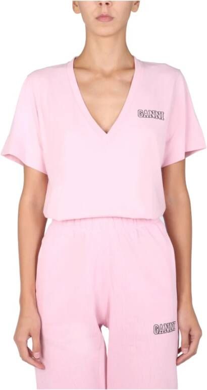 Ganni Software T-Shirt Roze Dames