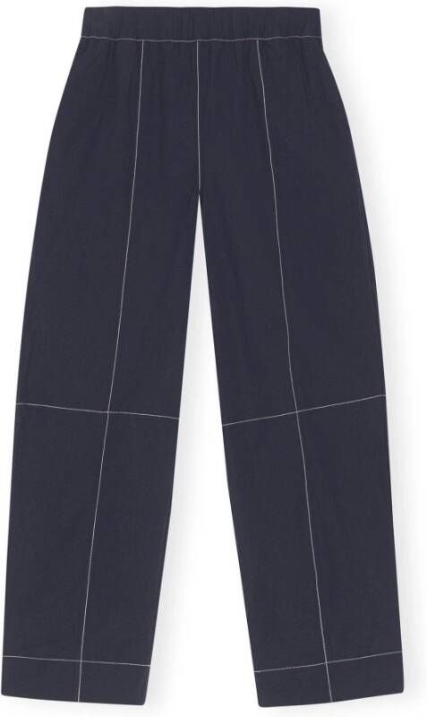 Ganni Straight Trousers Blauw Dames