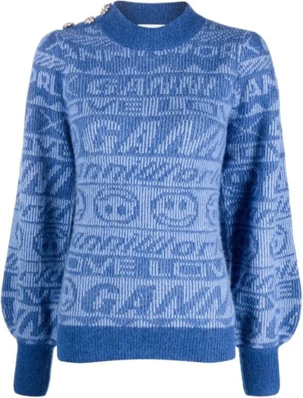 Ganni Sweaters Blue Blauw Dames