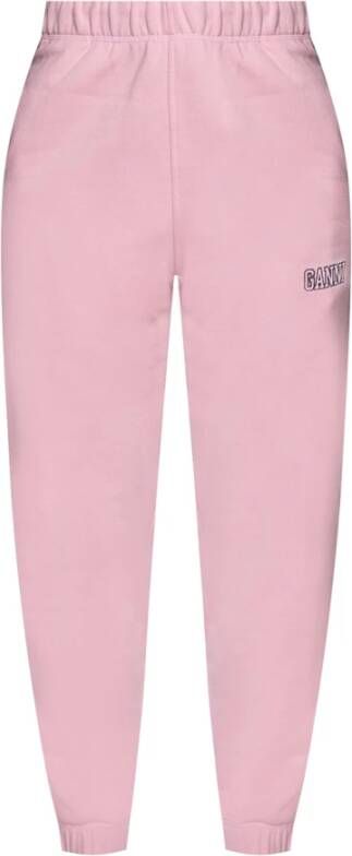 Ganni Sweatpants met logo Roze Dames