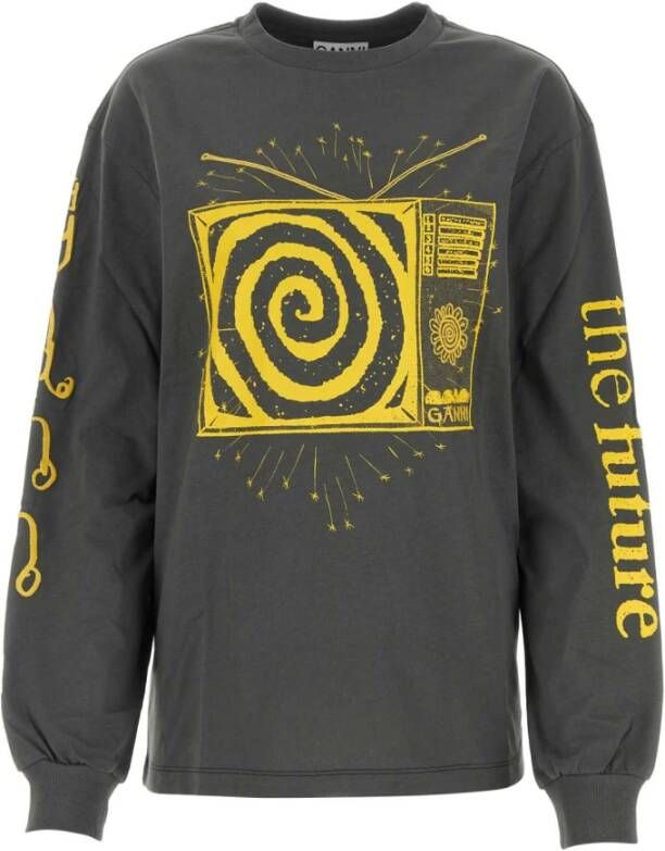Ganni Toekomstig T-shirt in vulkanische as Gray Dames