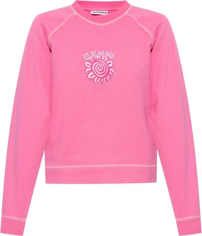 Ganni Wild Orchid Raglan Sweater Pink Dames