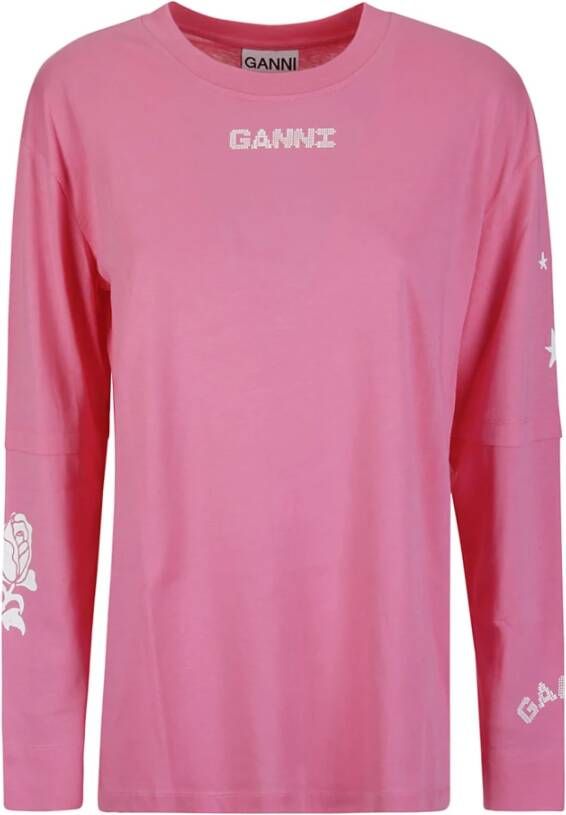 Ganni Sweatshirt Roze Dames
