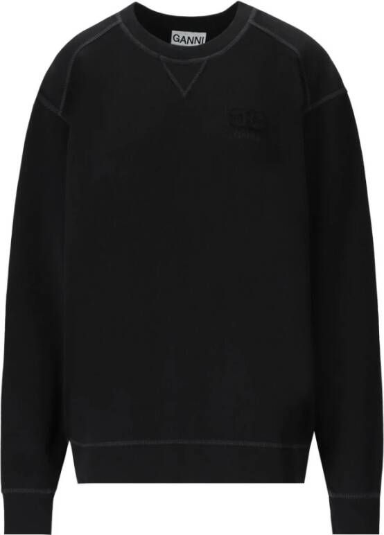 Ganni Zwart Drop-Shoulder Sweatshirt Black Dames