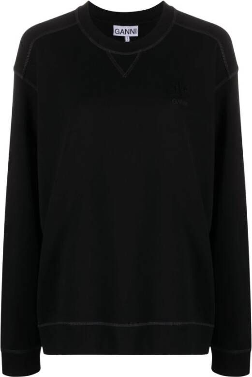 Ganni Zwart Drop-Shoulder Sweatshirt Black Dames