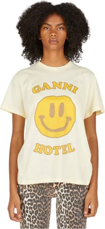 Ganni T-shirt Geel Dames