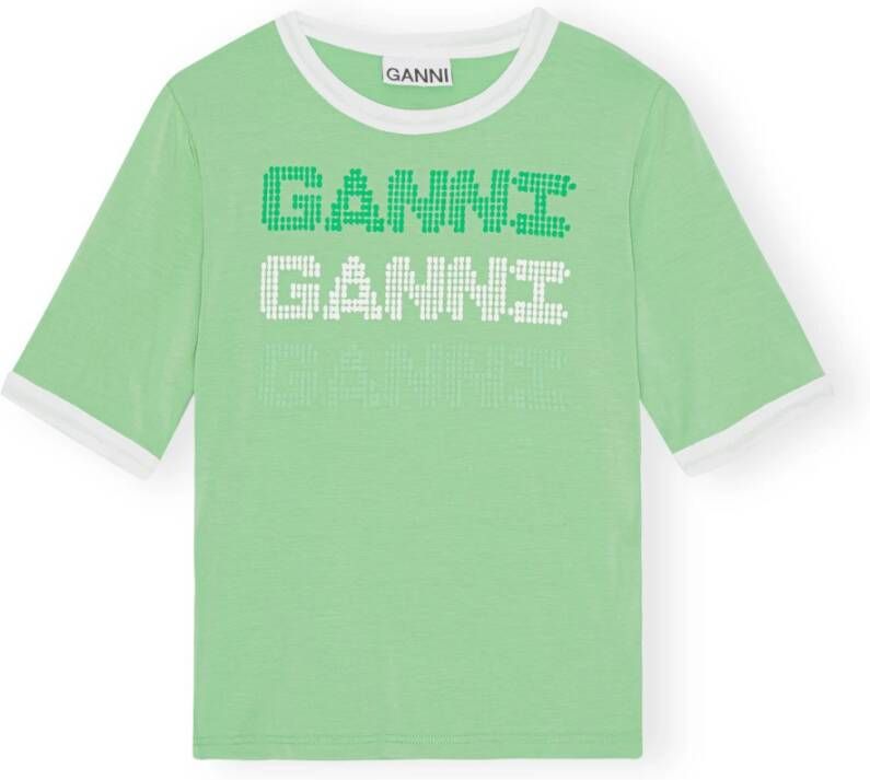 Ganni T-shirt Groen Dames