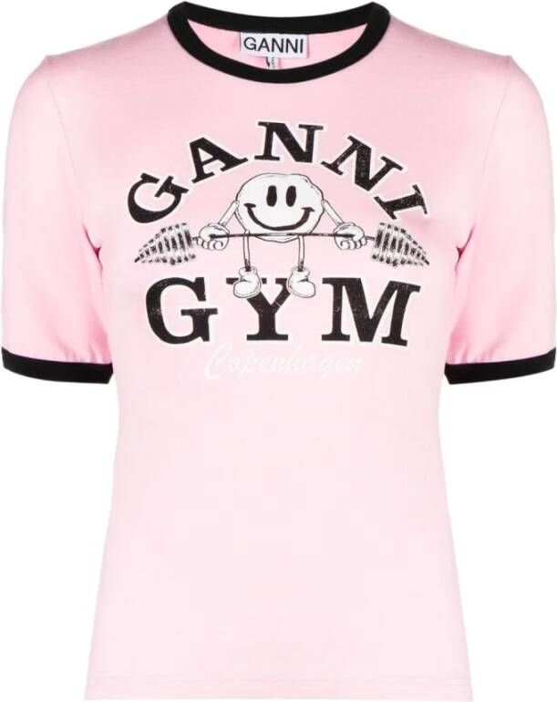 Ganni T-shirt Roze Dames
