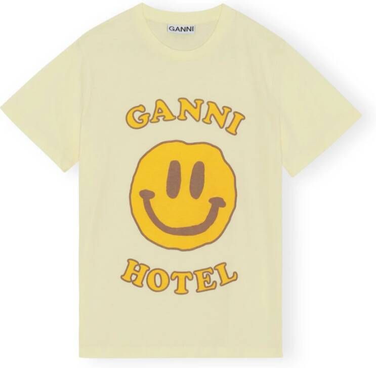 Ganni Hotel T-Shirt van Biologisch Katoen Beige Dames