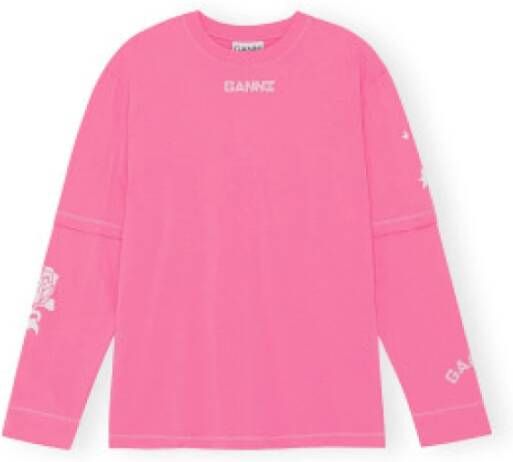 Ganni T-Shirts Roze Dames