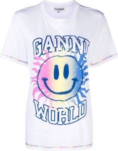 Ganni Smiley T-Shirt Wit Dames