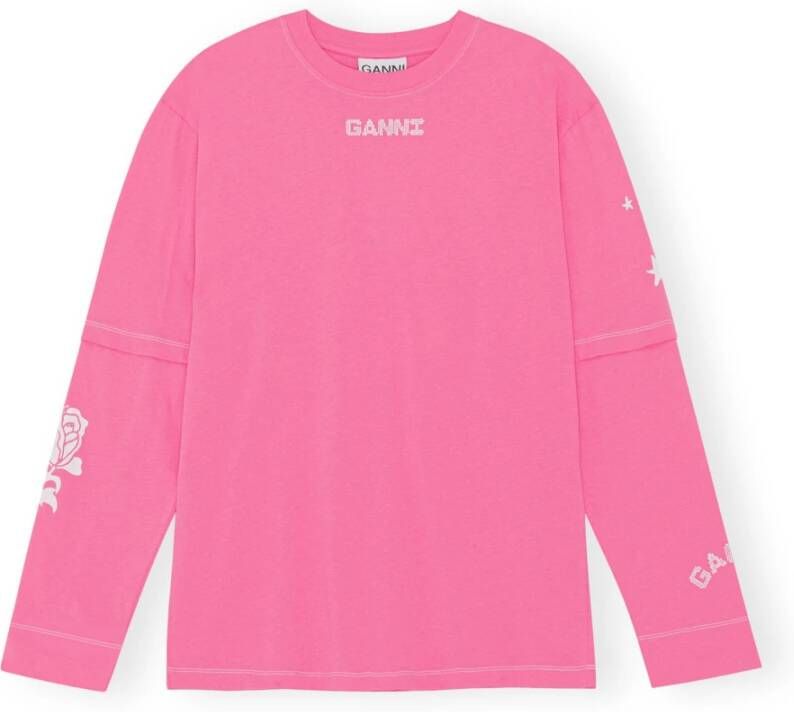 Ganni Topje met lange mouwen Roze Dames