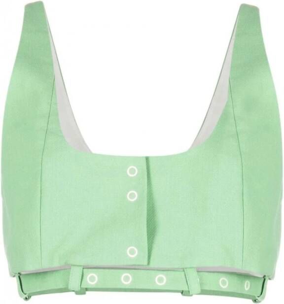 Ganni Groene biologisch katoenen crop top met uitsnijdingen Green Dames