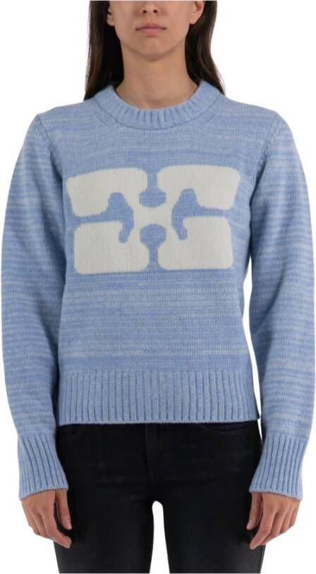 Ganni Trui met ronde hals Blauw Dames