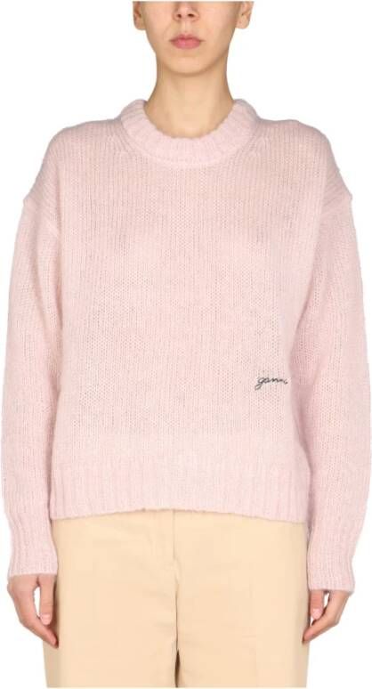 Ganni Trui met ronde hals Roze Dames