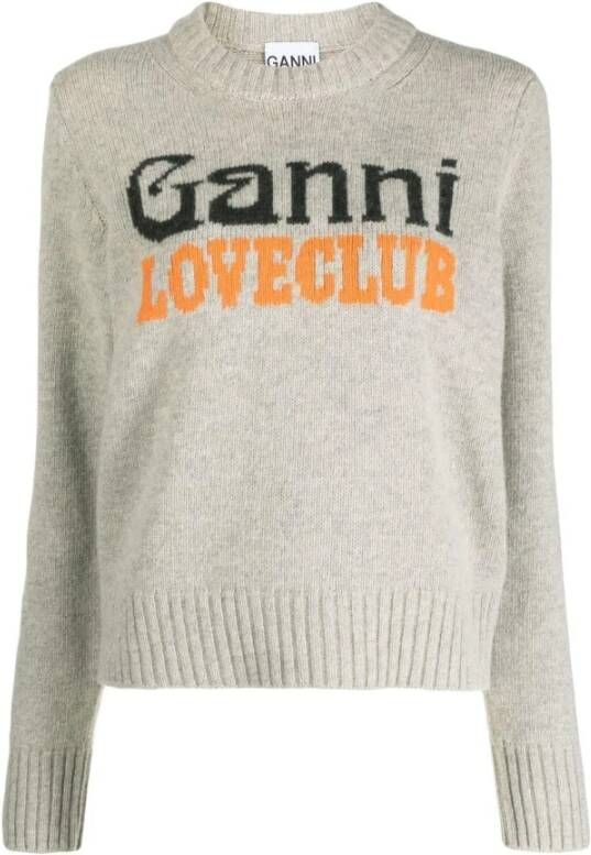 Ganni Truien met ronde hals Beige Dames