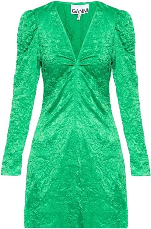 Ganni V-hals jurk Groen Dames