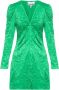 Ganni Heldergroene Gekreukelde Satijnen V-Hals Mini Jurk Green Dames - Thumbnail 1