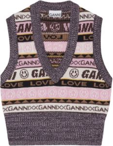 Ganni V-neck Knitwear Roze Dames
