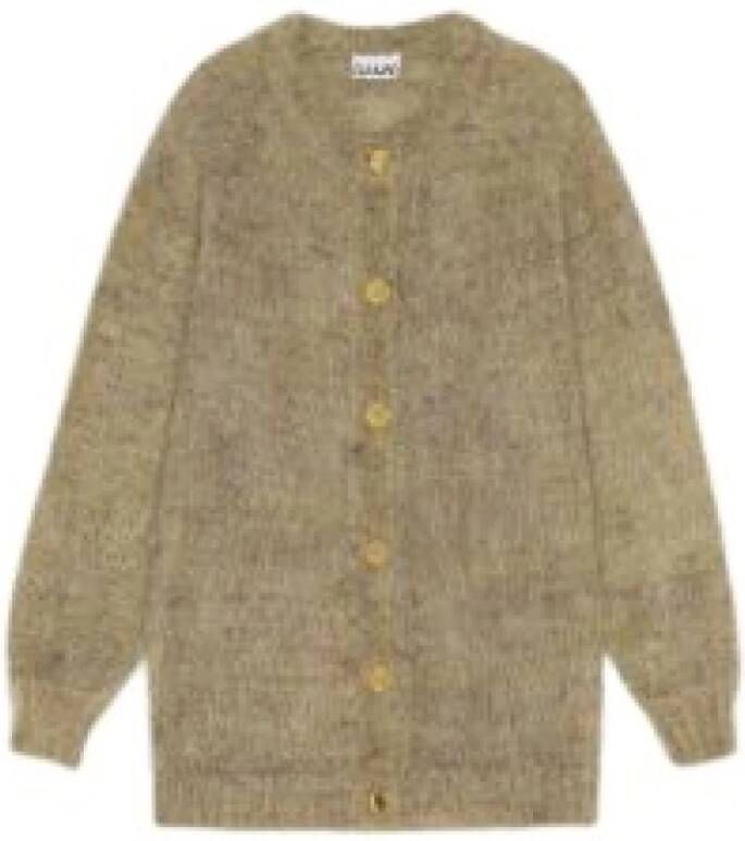 Ganni Mohair Oversize Cardigan Green Dames