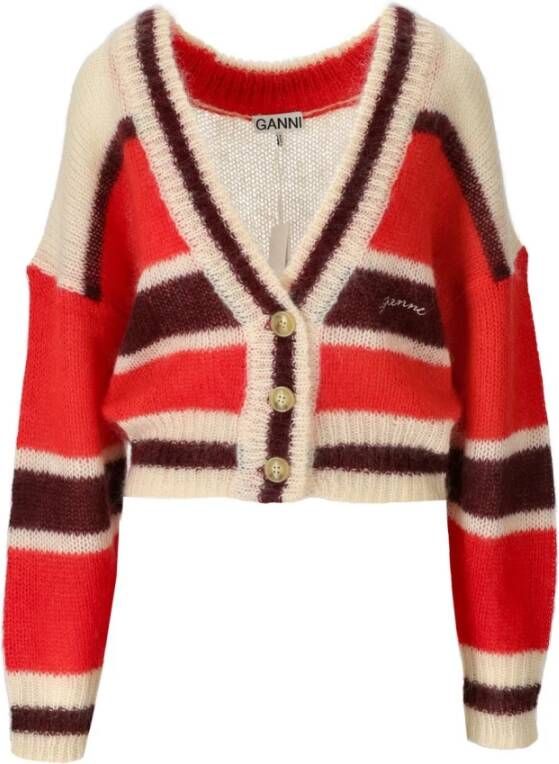 Ganni Red Striped Cardigan Rood Dames