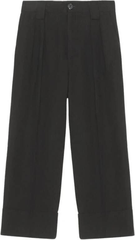 Ganni Wide LEG Trousers Zwart Dames