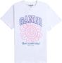 Ganni Relaxed Flower T-shirt Wit Biologisch Katoen White Dames - Thumbnail 1