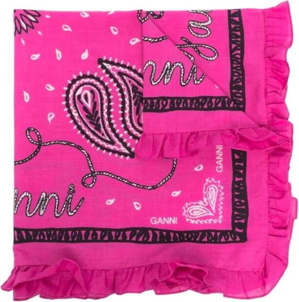 Ganni Zijdeachtige sjaal Roze Dames