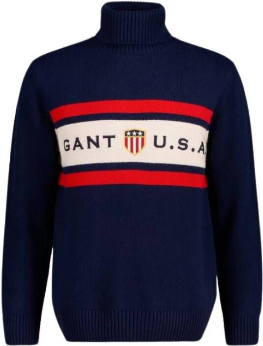 Gant Banner Shield Turtleneck Jumper Blauw Heren