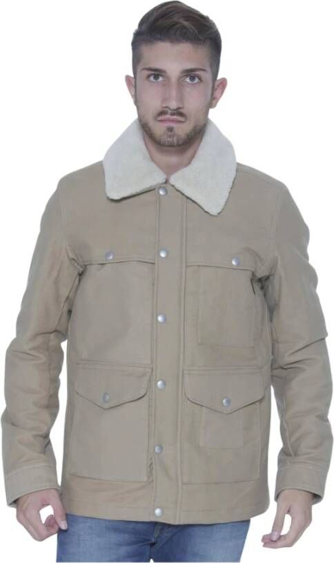 Gant Beige Katoenen Jas met Lange Mouwen en Meerdere Zakken Beige Heren