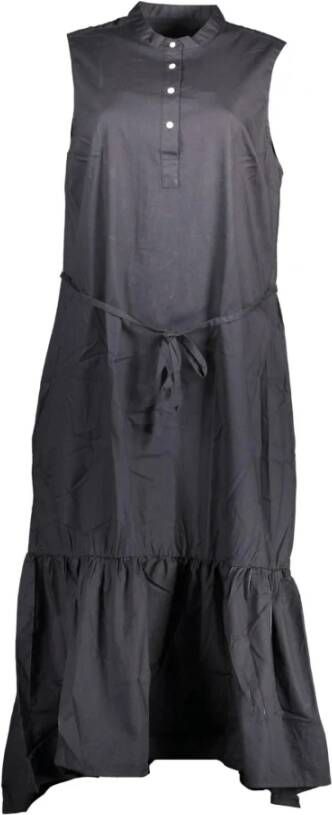 Gant Mouwloze Midi Jurk met Knopen Black Dames