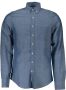 Gant Blauw Katoenen Overhemd Lange Mouwen Italiaanse Kraag Enkele Zak Blue Heren - Thumbnail 1