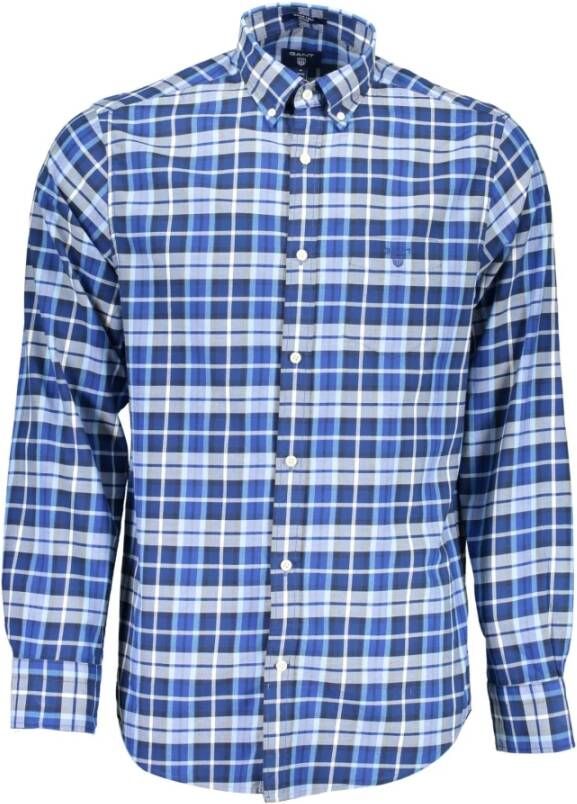 Gant Blauw Katoenen Overhemd Regular Fit Blauw Heren