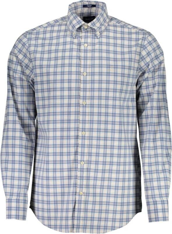 Gant Blauw Button-Down Overhemd met Logodetail Blue Heren