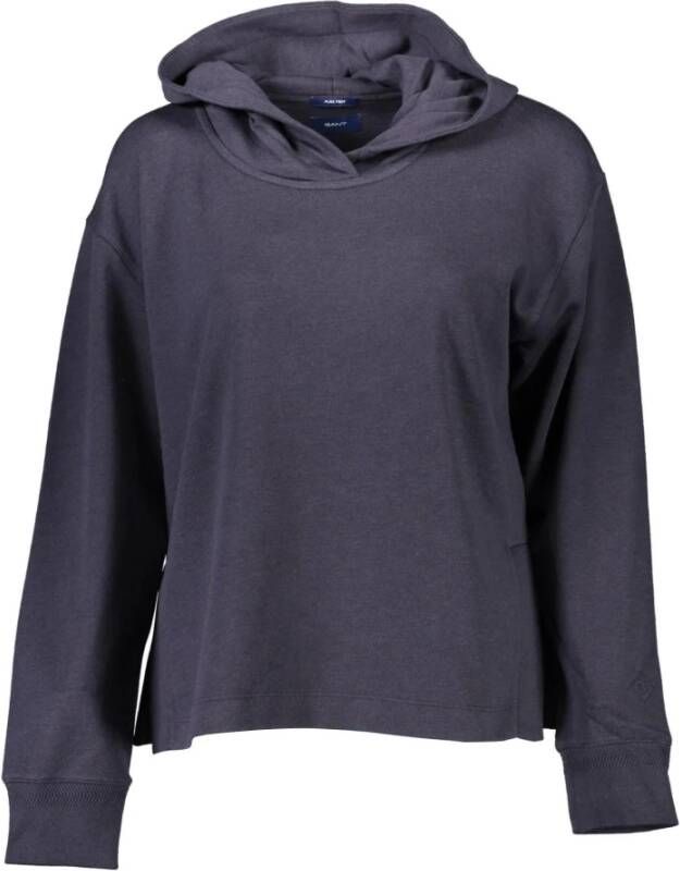 Gant Blauwe Katoenen Sweater met Capuchon en Logo Blue Dames
