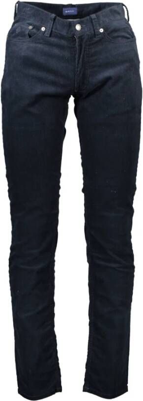 Gant Blauwe Herenbroek 5 Zakken Rits & Knoop Logo Blue Heren