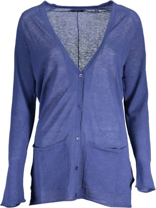 Gant Blauwe Katoenen Trui met Lange Mouwen en Zakken Blauw Dames
