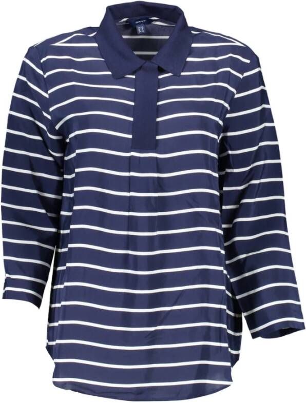 Gant Blauw Viscose Polo Shirt voor Vrouwen Blue Dames