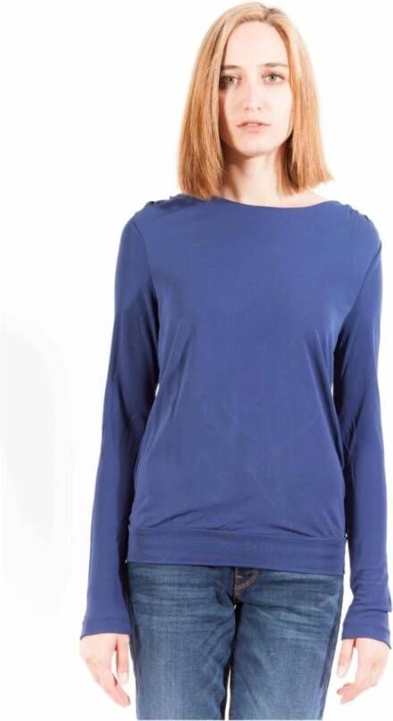 Gant Blauwe T-shirt met lange mouwen en logo Blue Dames