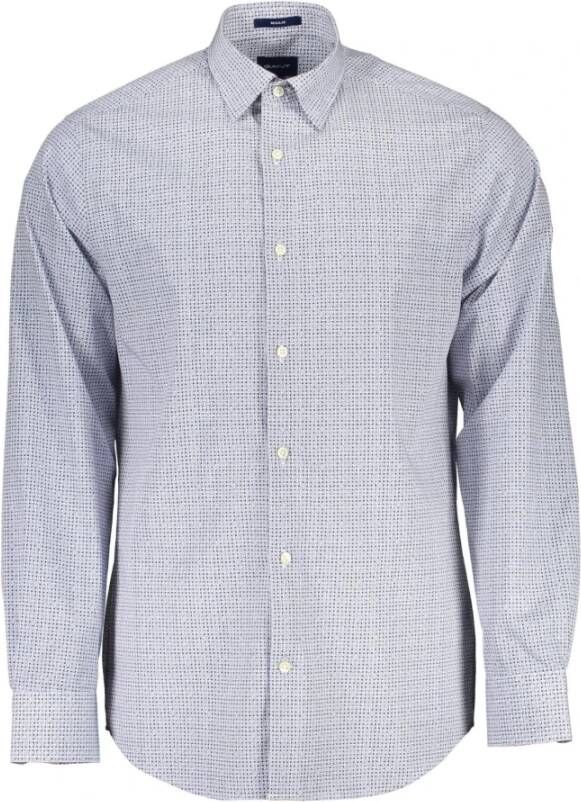 Gant Blauw Katoenen Overhemd Regular Fit Blauw Heren