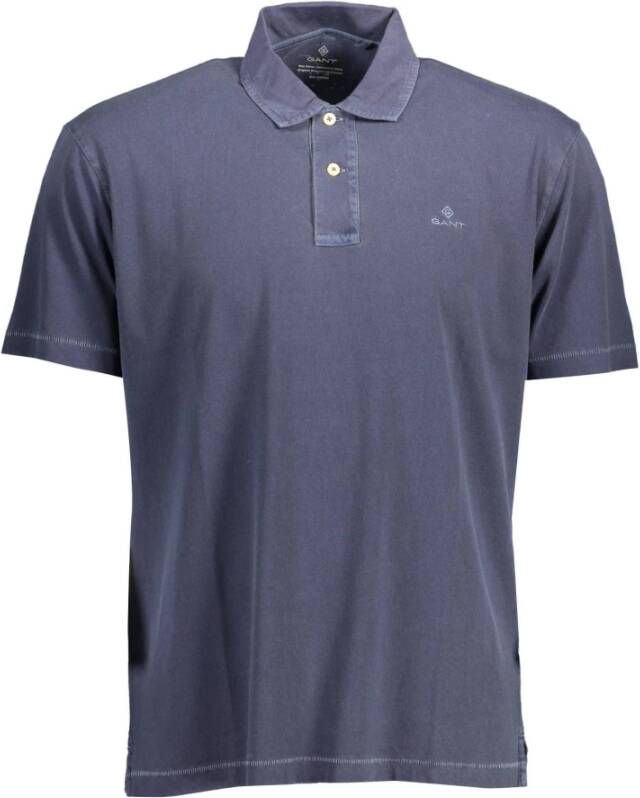 Gant Blauw Polo Met Korte Mouwen En Geborduurd Logo Multicolor Heren
