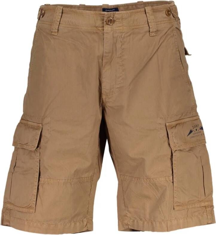 Gant Bruine Katoenen Bermuda Jeans met Logo Bruin Heren