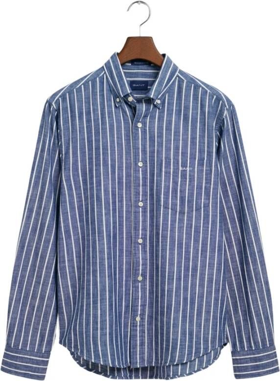 Gant Casual Blauw Gestreept Overhemd Blue