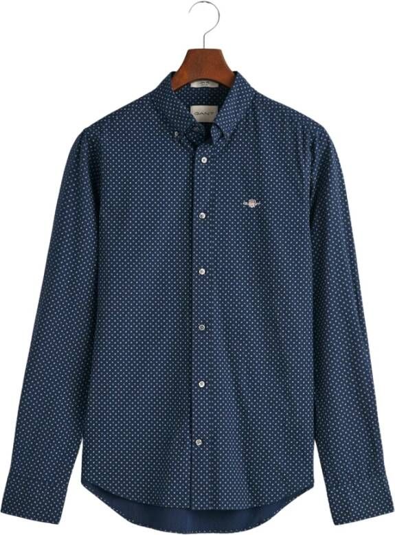 Gant Regular Fit Overhemd met Micro-Print Blue Heren