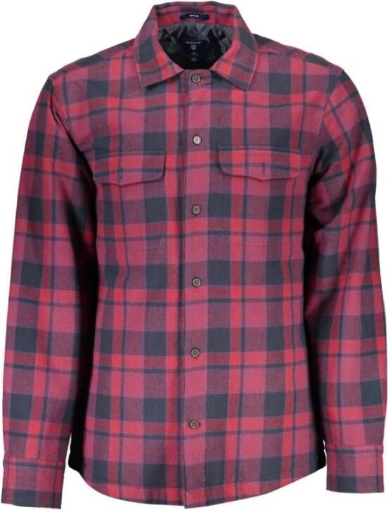 Gant Paarse Overhemd met Lange Mouwen en Italiaanse Kraag Purple Heren