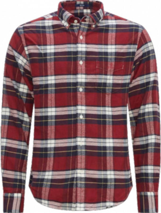 Gant casual overhemd met borstzak wijde fit rood geruit katoen