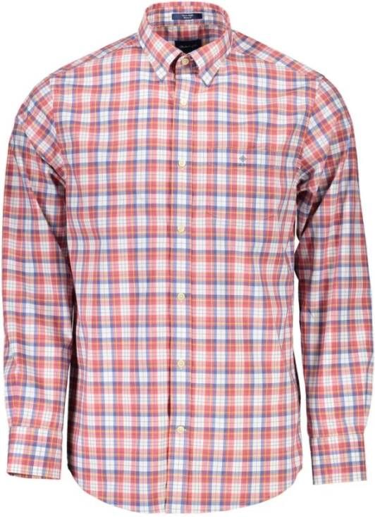 Gant Rode Katoenen Overhemd met Italiaanse Kraag Rood Heren