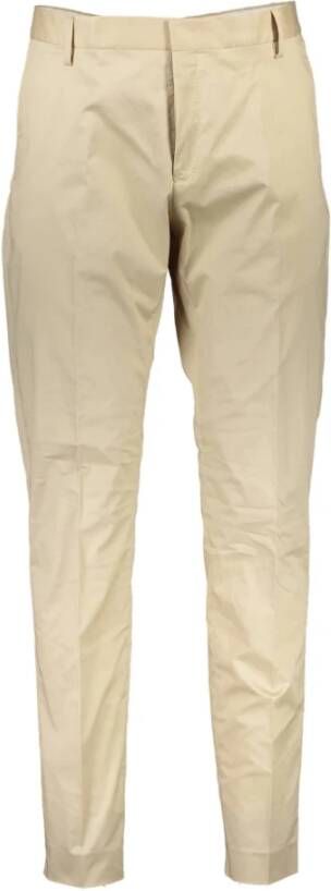 Gant Beige Herenbroek 4 Zakken Knoop Rits Logo Beige Heren