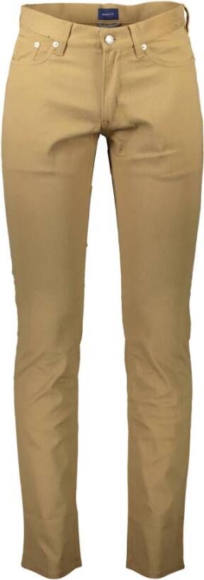 Gant Beige Herenbroek 5 Zakken Rits Knoop Beige Heren